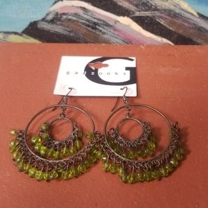 earrings green beads